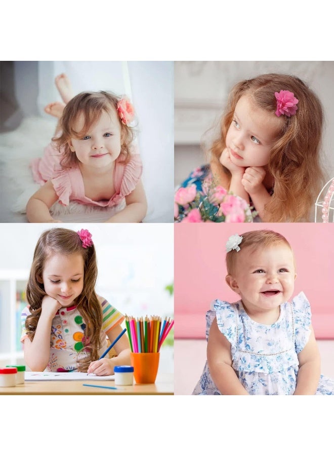 DeD 40PCS 2" Chiffon Flower Hair Bows Fully Lined Flower Tiny Hair Clips Fine Hair for Girls Infants Toddlers Set of 20 Pairs - Image 5